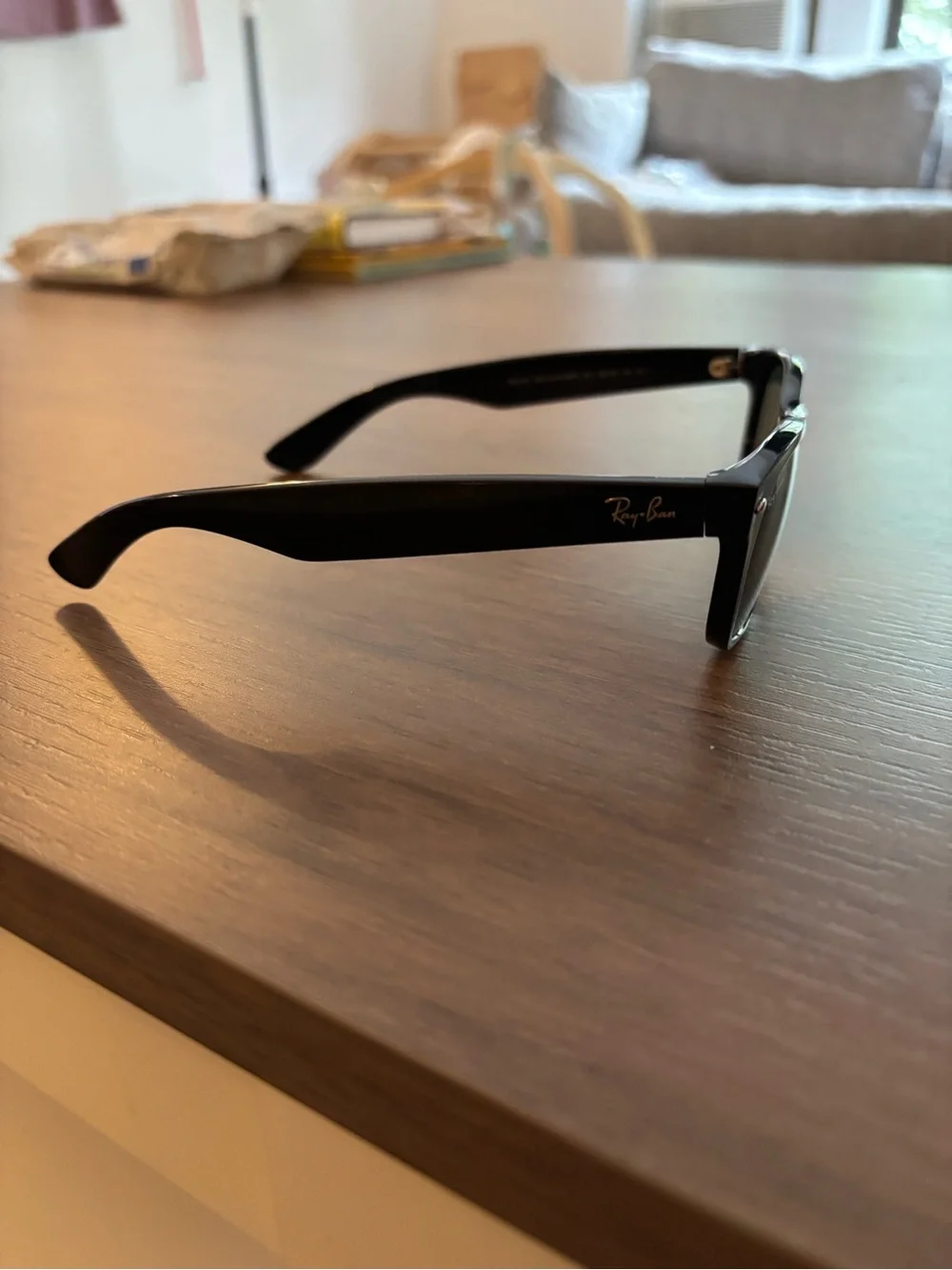 Ray-Ban Black Frame Sunglasses with Dark Green Lenses